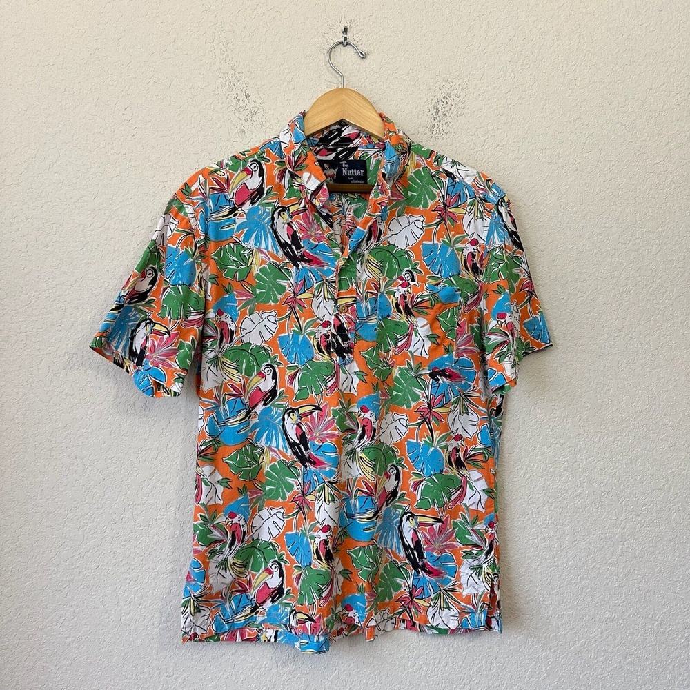 VINTAGE THE NUTTER for CHUBBIES Hawaiian Shirt Toucan Multicolor USA MADE